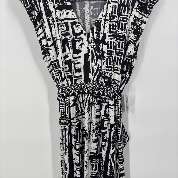 Ice Womens Jersey Knit Midi Dress 2X Geometric Beaded Resort Cruise Stretch - Picture 3 of 9